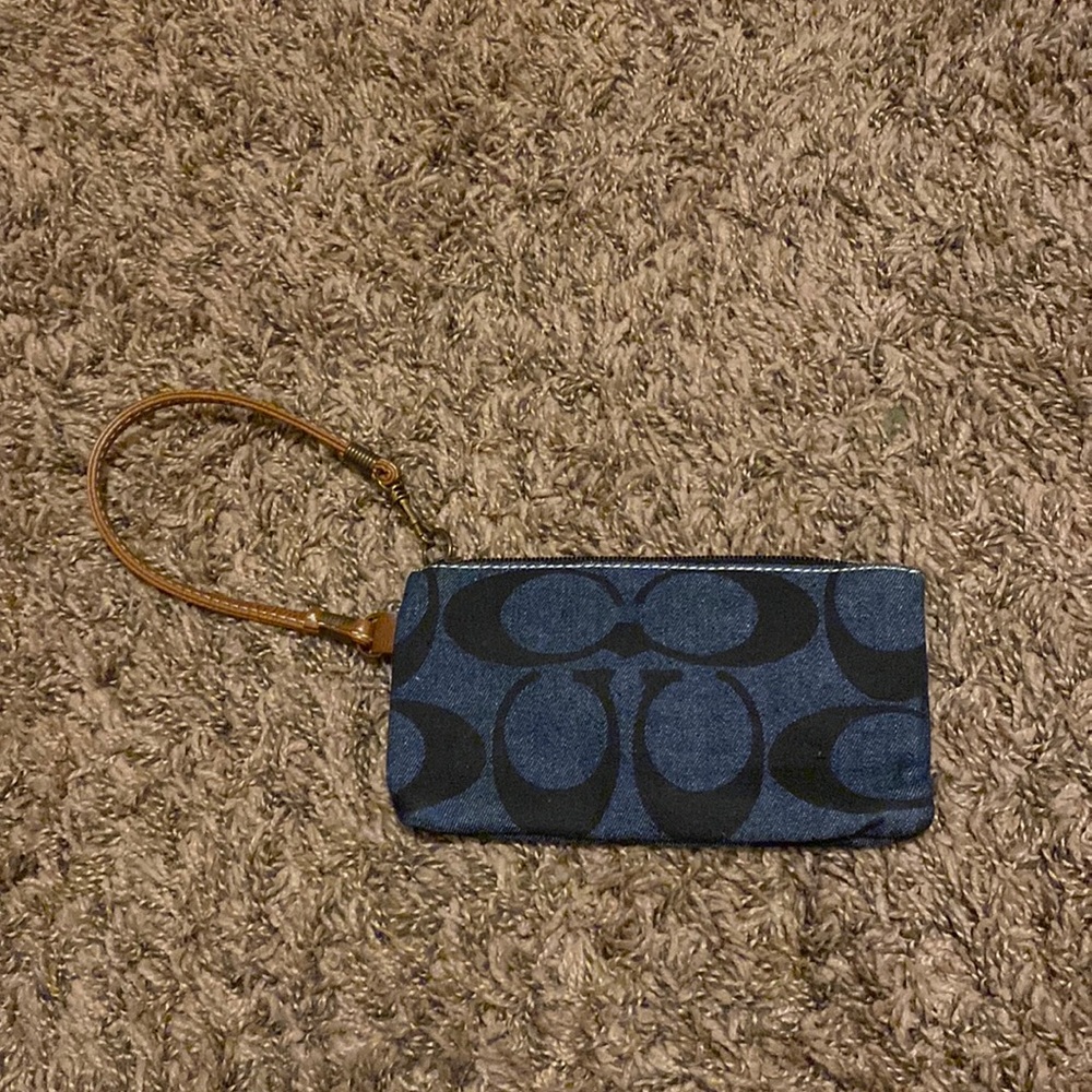 Coach denim print coin wristlet